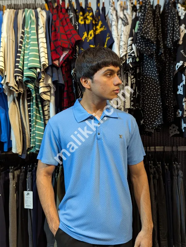 China Fabric Sky Blue Polo Shirt