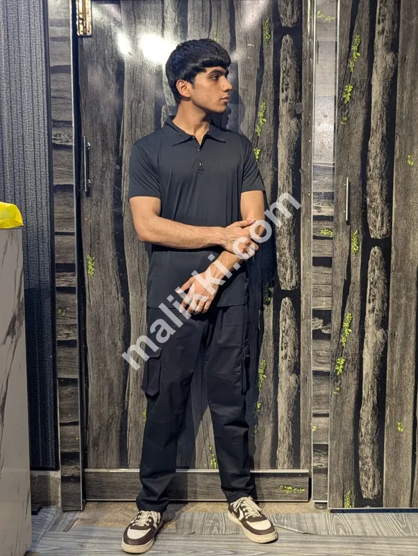 LV China Fabric Black Polo Shirt