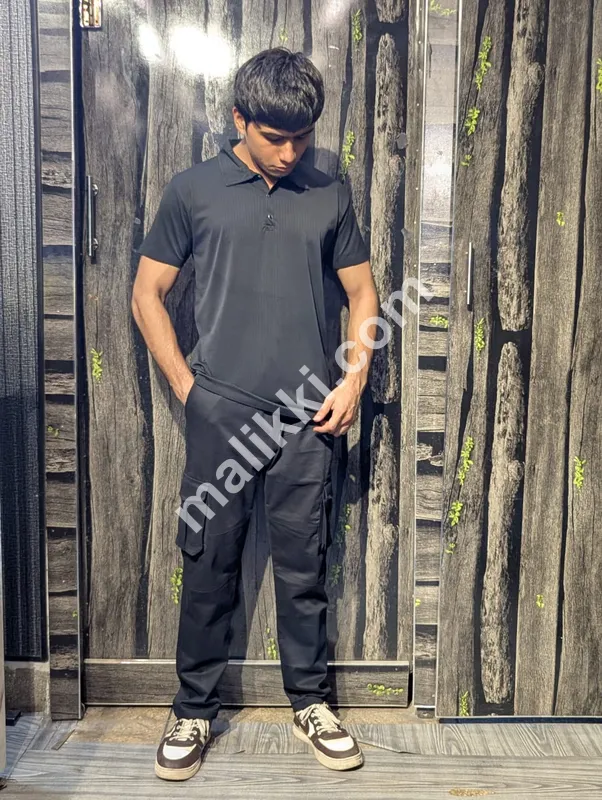 LV China Fabric Black Polo Shirt