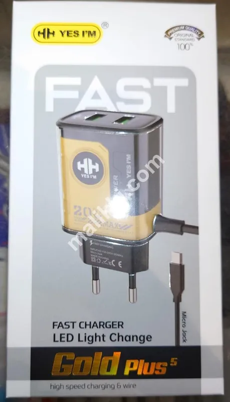 HH  Fast Charger Led Light Change 2 USB Ports Micro Jack
