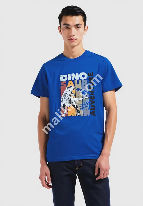 MEN BLUE DINOSAUR T-SHIRT