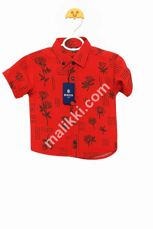 Benicen Red Floral Printed Shirt for Kids