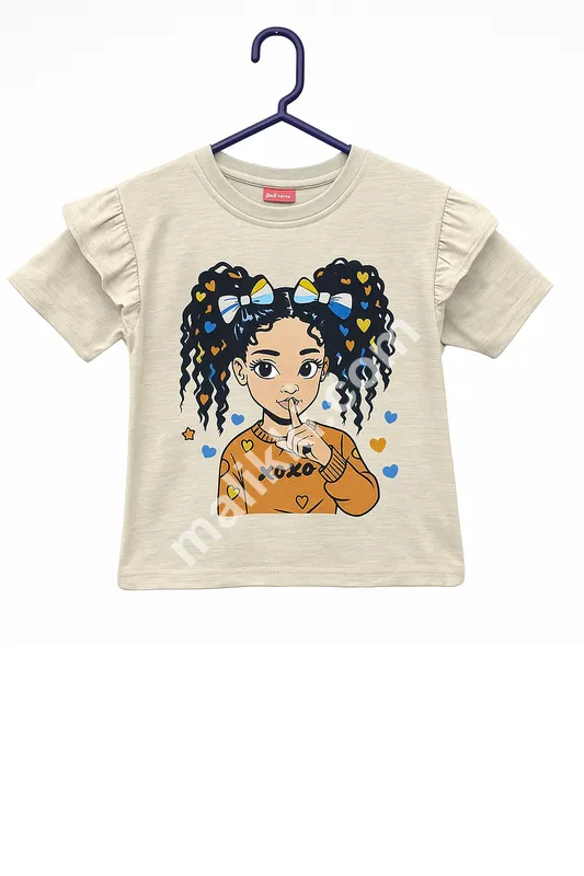 Beige Ruffle Sleeve XOXO Girl-0