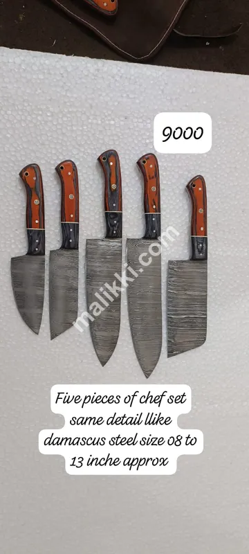 Knife Set- Five Pieces of Chef Set - Damascus Steel