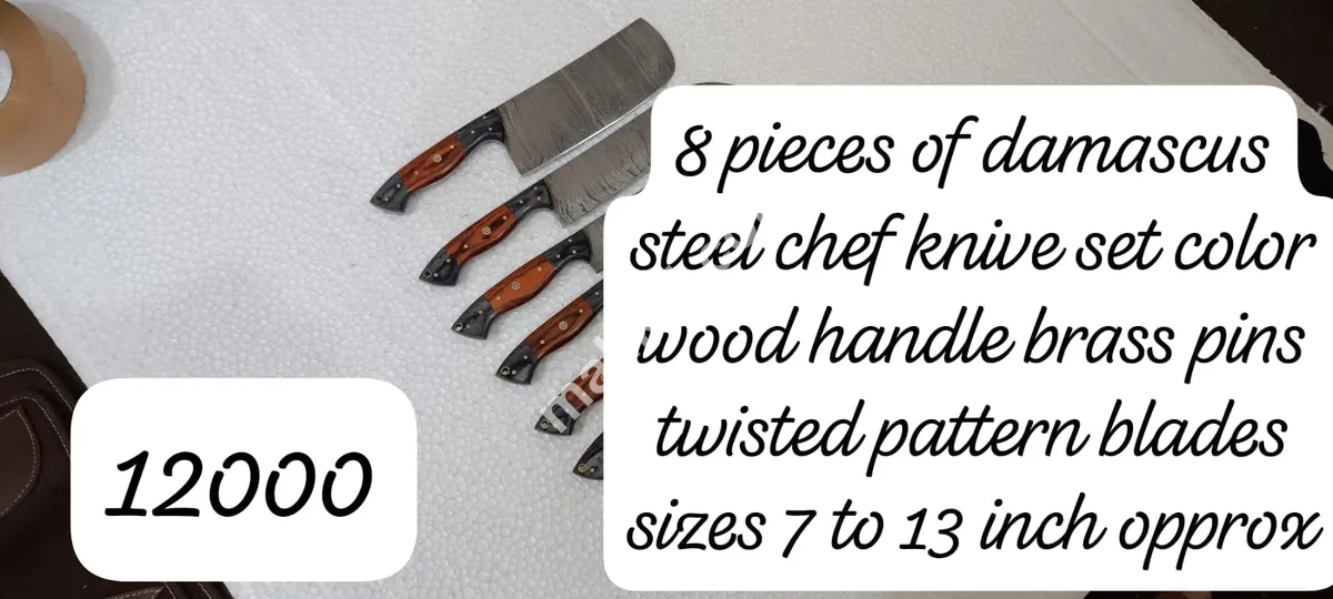 8 Pieces of Damascus Steel Chef Knife Set 