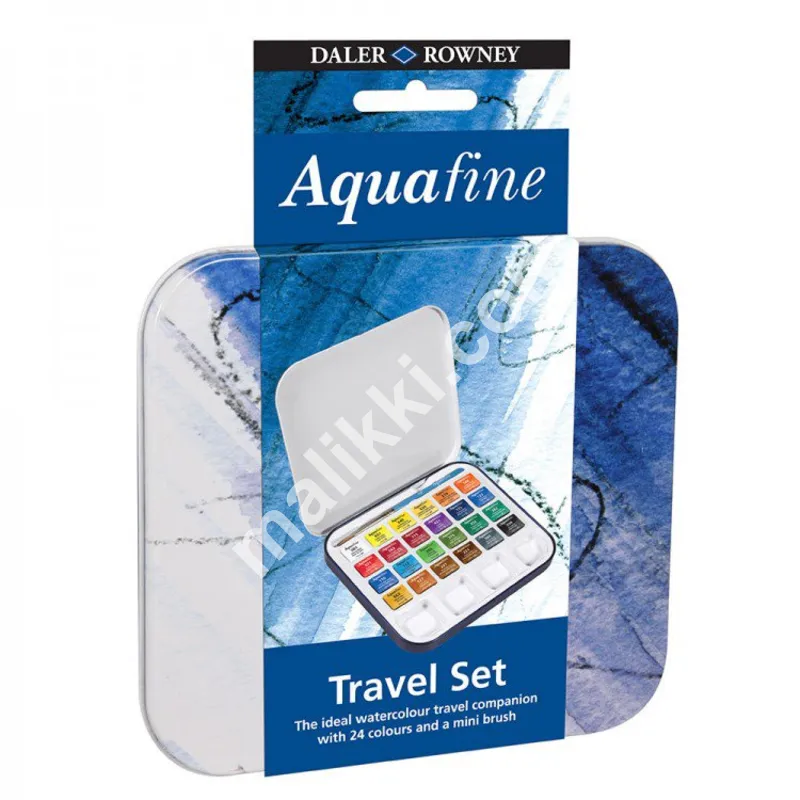 DALER ROWNEY : AQUAFINE TRAVEL WATERCOLOR PAINT SET : HALF PAN : SET OF 24