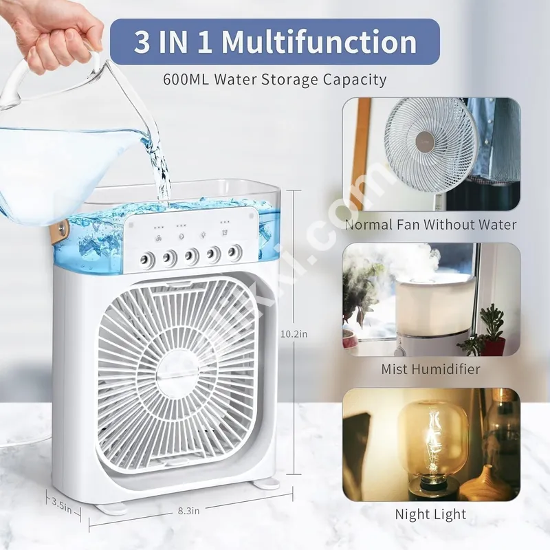 BIG Portable Fan Mini Air Cooler USB Type C Night Light Water Mist Fan