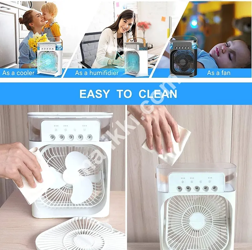 BIG Portable Fan Mini Air Cooler USB Type C Night Light Water Mist Fan