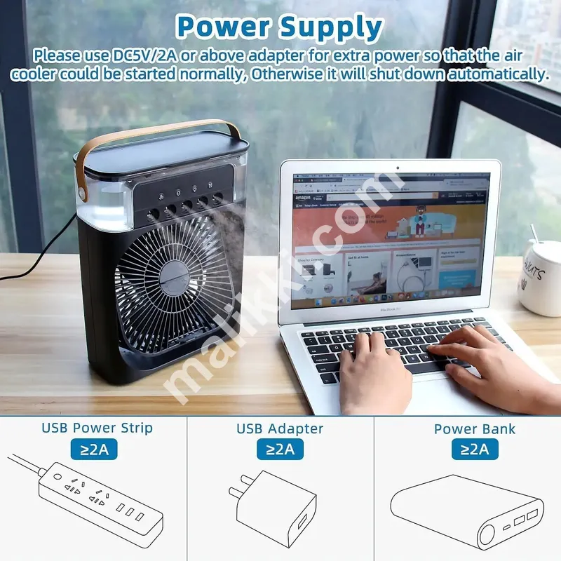 BIG Portable Fan Mini Air Cooler USB Type C Night Light Water Mist Fan