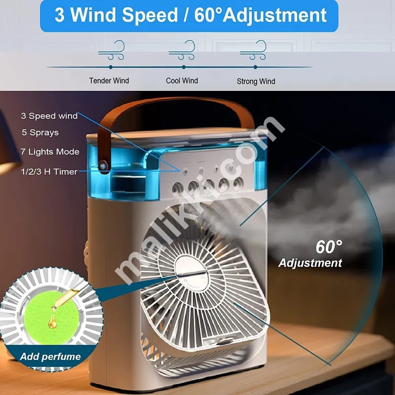 BIG Portable Fan Mini Air Cooler USB Type C Night Light Water Mist Fan
