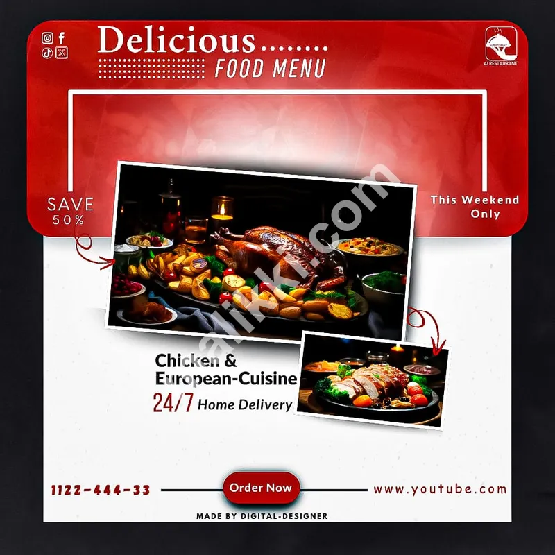 I will design food flyers and menu cards  