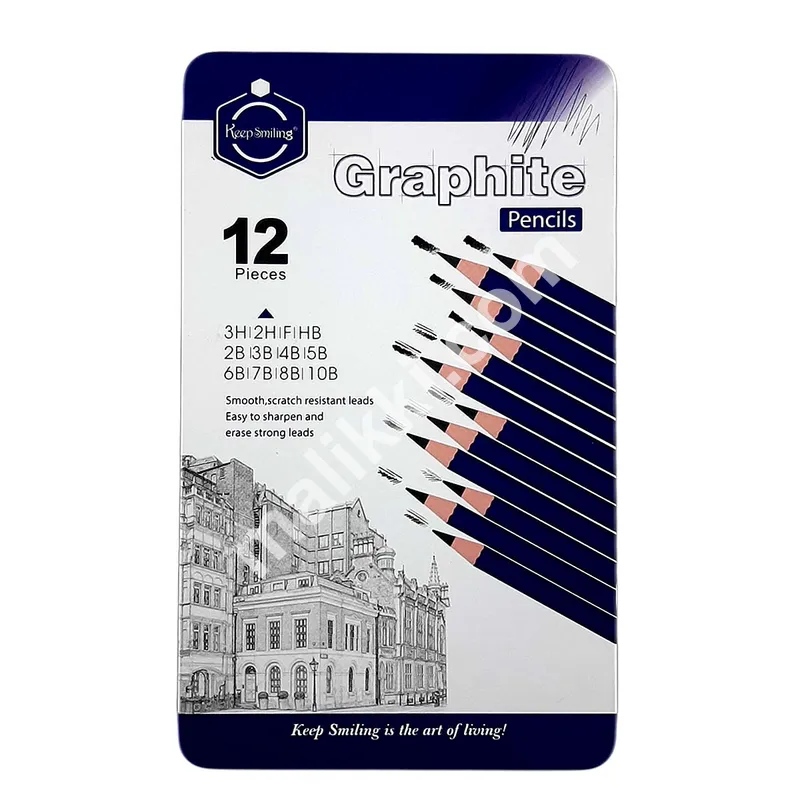 Keep Smiling Graphite Pencil Set of 12 Metal Box