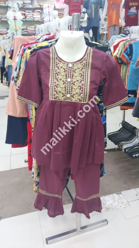 maroon Casual Shalwar Kameez Dress for Baby Girls