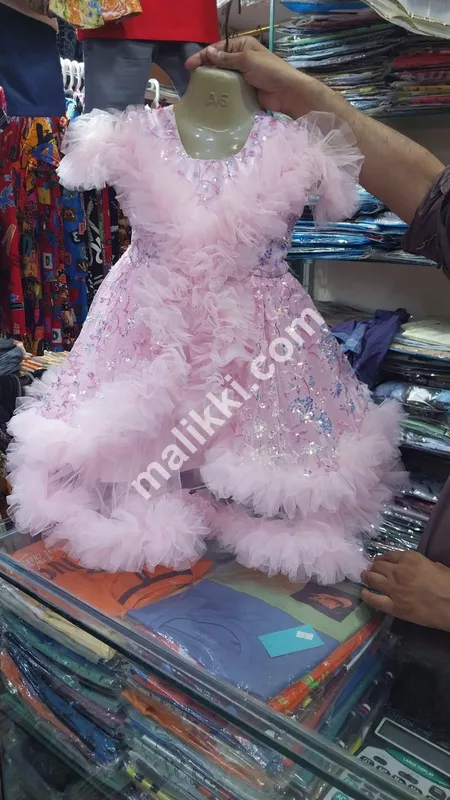 pink Barbie Frock for Baby Girls-0