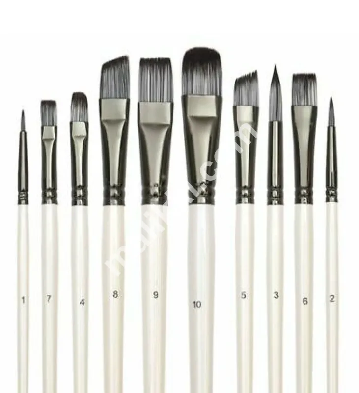 Paint Brushes Wood Art Acrylic Oil Watercolor Artist Canvas Synthetic Nylon Tips