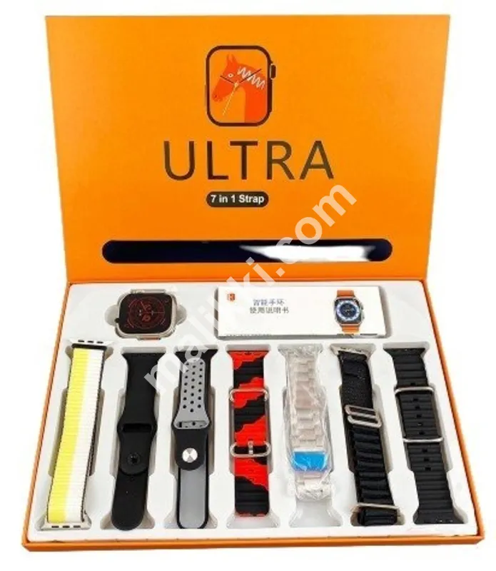 7-in-1 Ultra Smart Watch  Advanced Multi-Feature Fitness Tracker with Heart Rate Monitor, Sleep Tracking, Bluetooth Calling, Sports Modes & More Random Color Straps  Smartwatch With 6 Silicone Stripes And 1 Metal Strip