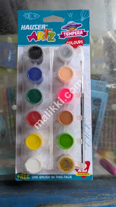 Hauser Artz Tempera Colours 12 Shades With Free Brush Inside