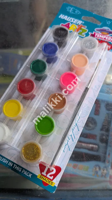 Hauser Artz Tempera Colours 12 Shades With Free Brush Inside
