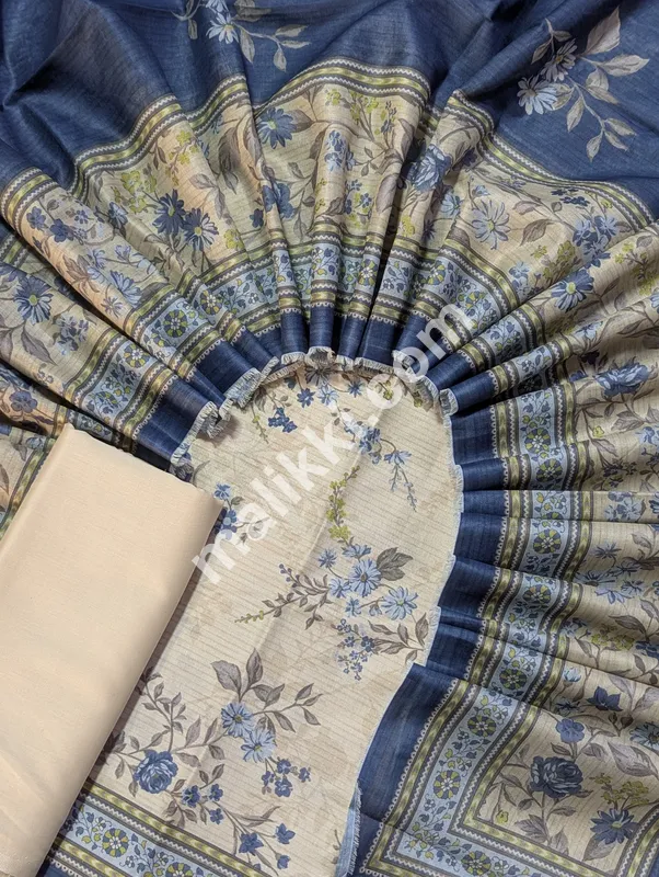 ڈیجیٹل پرنٹ شدہ لان 3 پی سی ایس انسٹیچڈ سوٹ-0