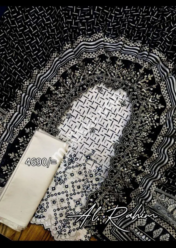 Bin Saeed Chickankari 3 PCS Unstiched Suit-0