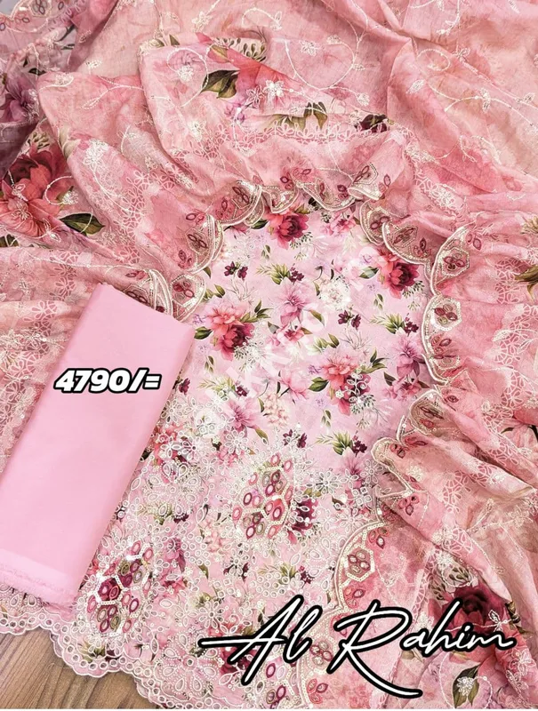 Chickankari 3 PCS Unstiched Suit