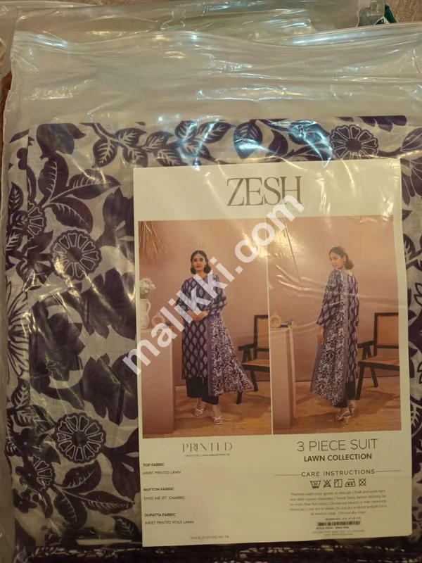 اصل ZESH پرنٹ شدہ لان 3 پی سی ایس بغیر سلے ہوئے سوٹ-0