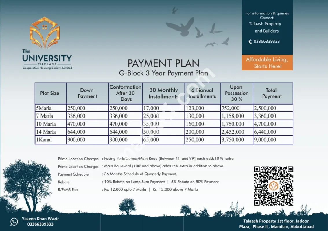 14 Marla Plot Available For Sale On 3Years Installments Plan In The University Enclave Abbottabad