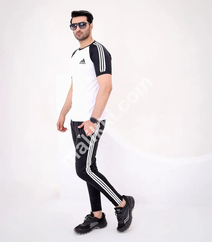 Premium Adidas Black & White Summer Tracksuit 