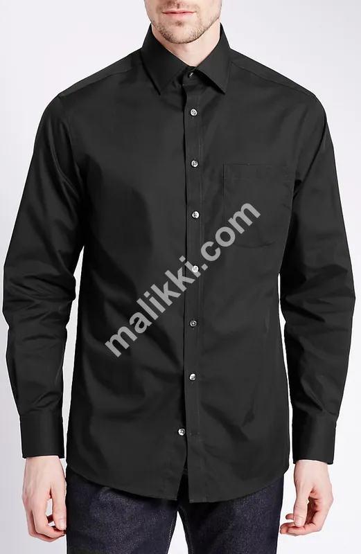  Black Cotton Dress Shirt-0