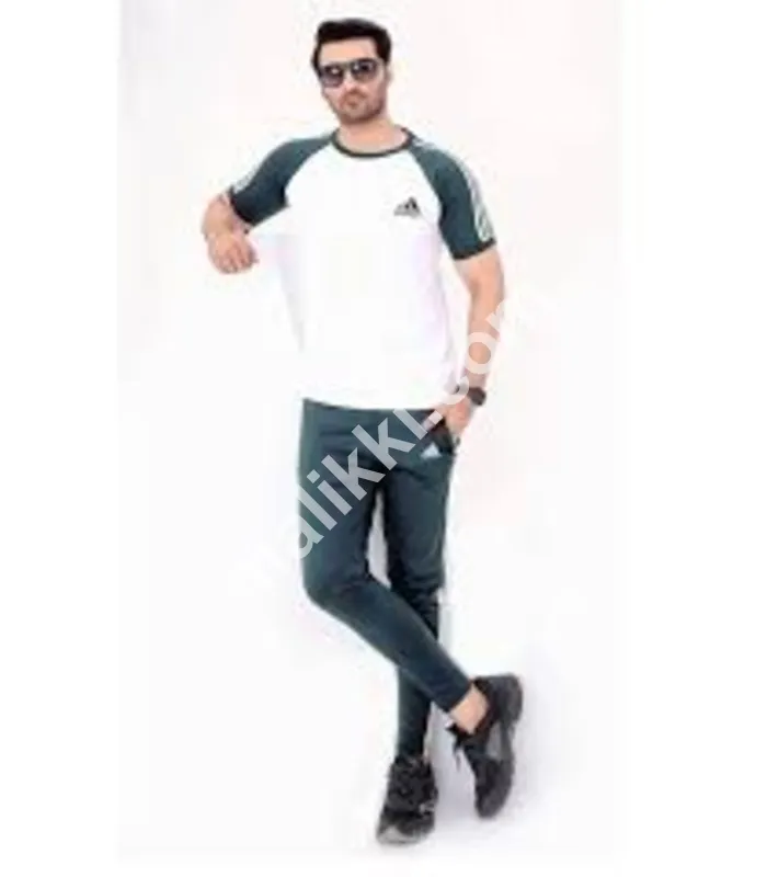 Premium Adidas Green & White Summer Tracksuit -0