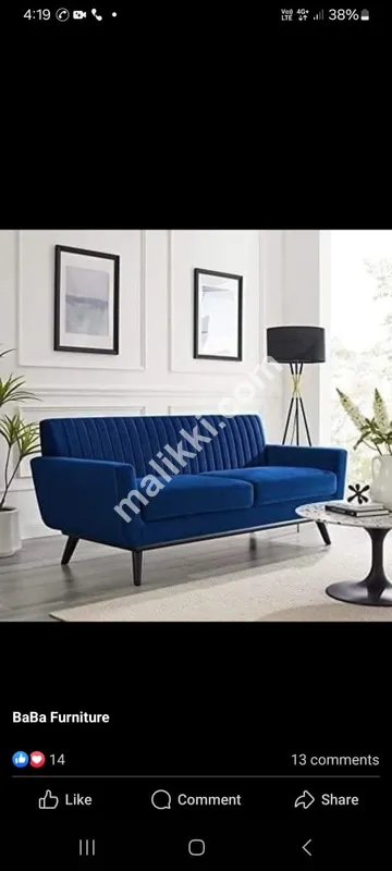 3 Seater Navy Blue Sofa 