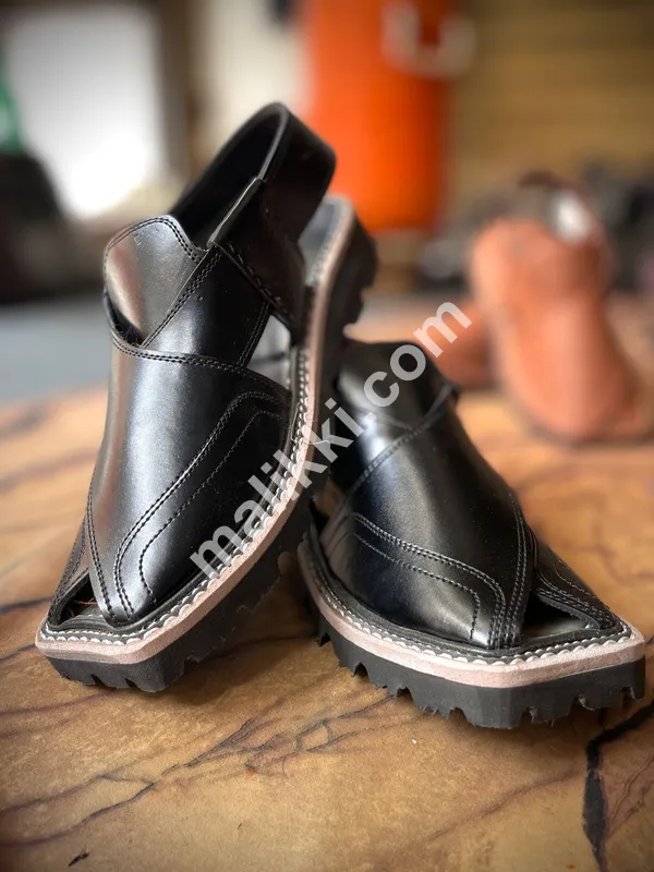 High Sole Black Peshawri Sandals
