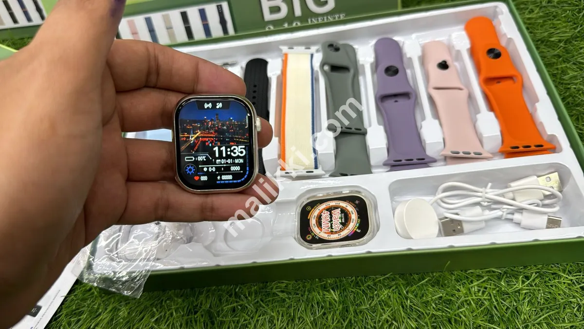 Smartwatch set with series 9 dial, watch cover,air 31 airpods and 8 straps in one box Available For Sale