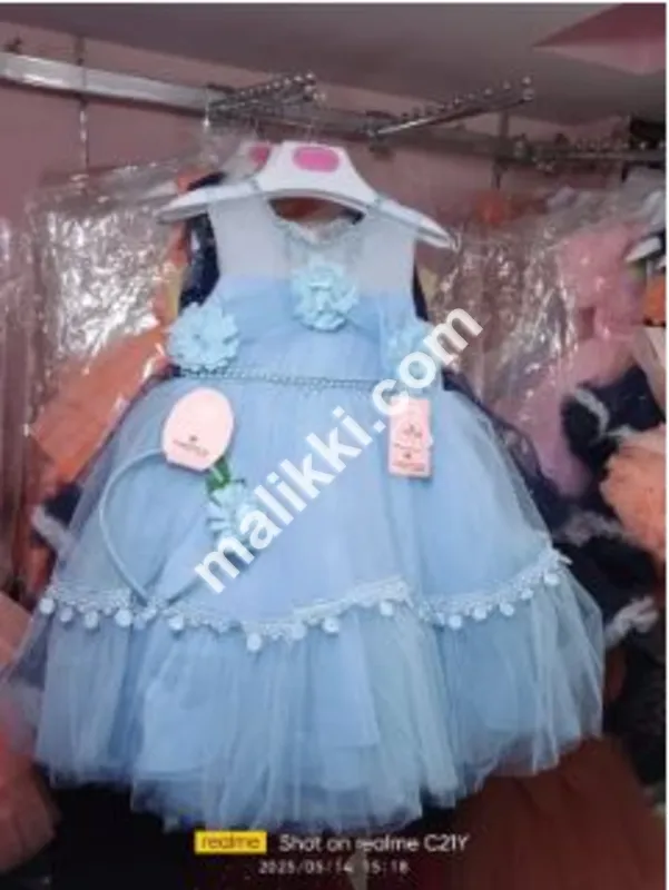 Blue Net Frock for Baby Girls
