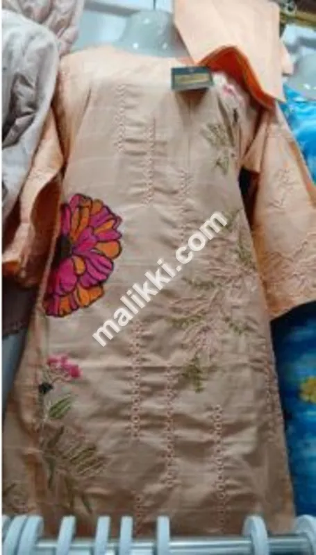 Lawn Cotton Peach Color 2 Pcs Ladies Dress-0